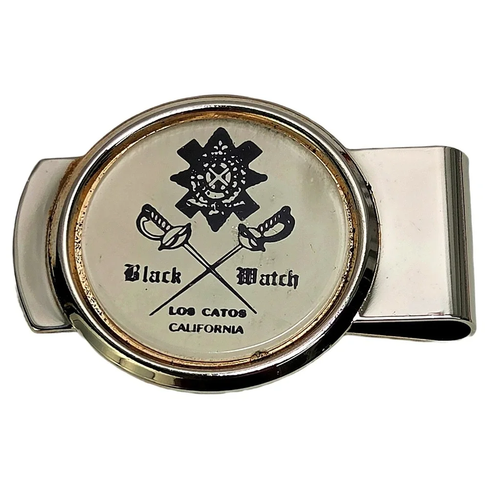 Vintage Black Watch Los Gatos Silver Tone Mens Money Clip Metal Accessory EUC